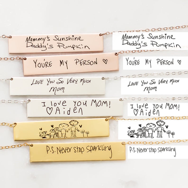 Handwriting Necklace Bar - Cá Tính Tùy Chỉnh Thực Tế
