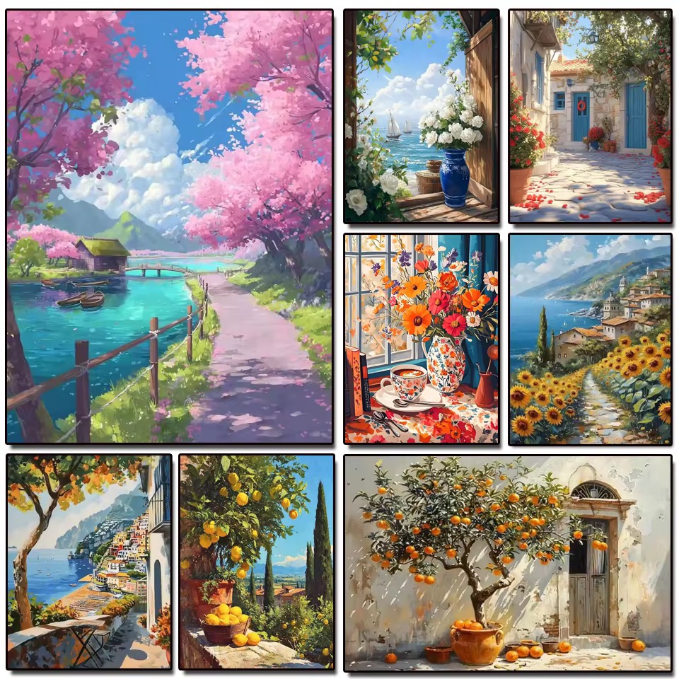 Photo Mosaic Print - Diamond Painting Mediterranean Scenery Diamond Mosaic