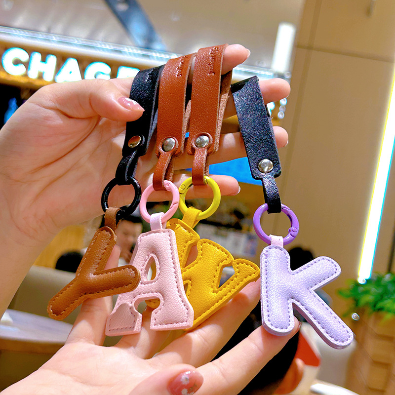 Creative PU Leather 26 Letter  - đánh giá và giá Monogram Keychain Leather