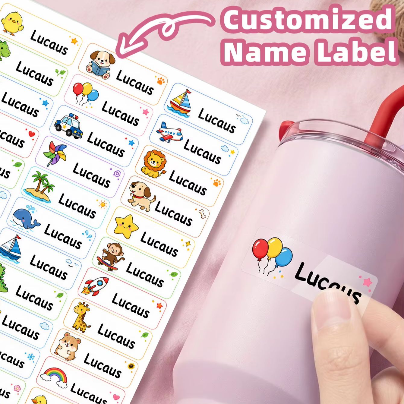 1-500PCS Custom Cartoon Name S - đánh giá và giá Personalised Candle Label