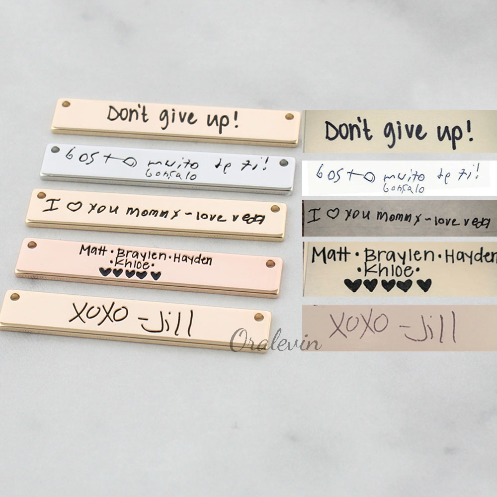 Cá Tính Tùy Chỉnh Thực Tế Chữ  - đánh giá và giá Handwriting Necklace Bar