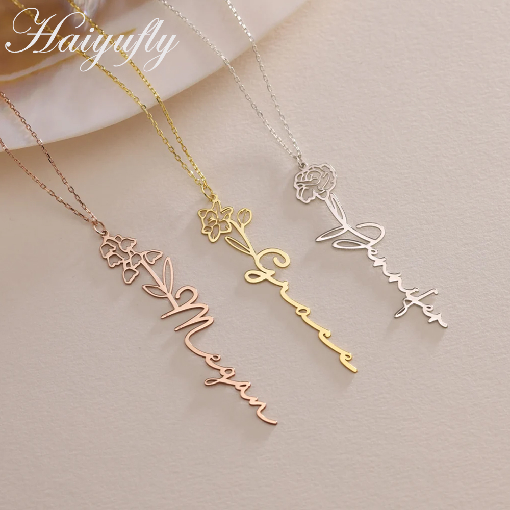 Haiyufly Custom Name Necklace  - đánh giá và giá Birth Flower Necklace