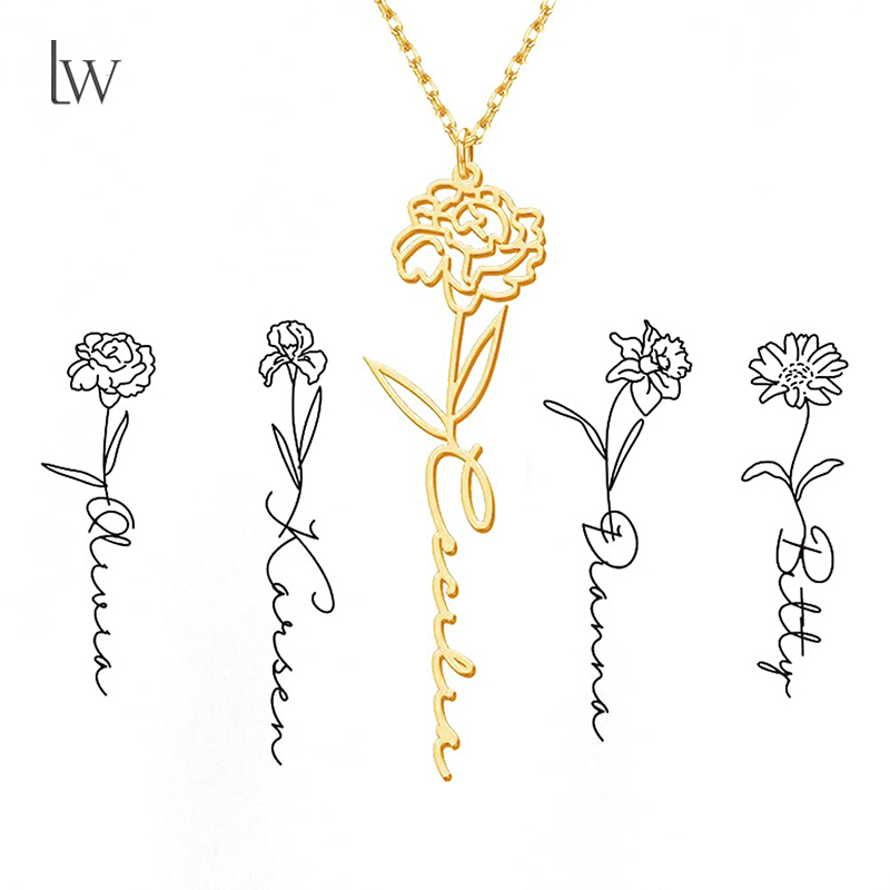 Personalized Birth Flower Name - đánh giá và giá Birth Flower Necklace
