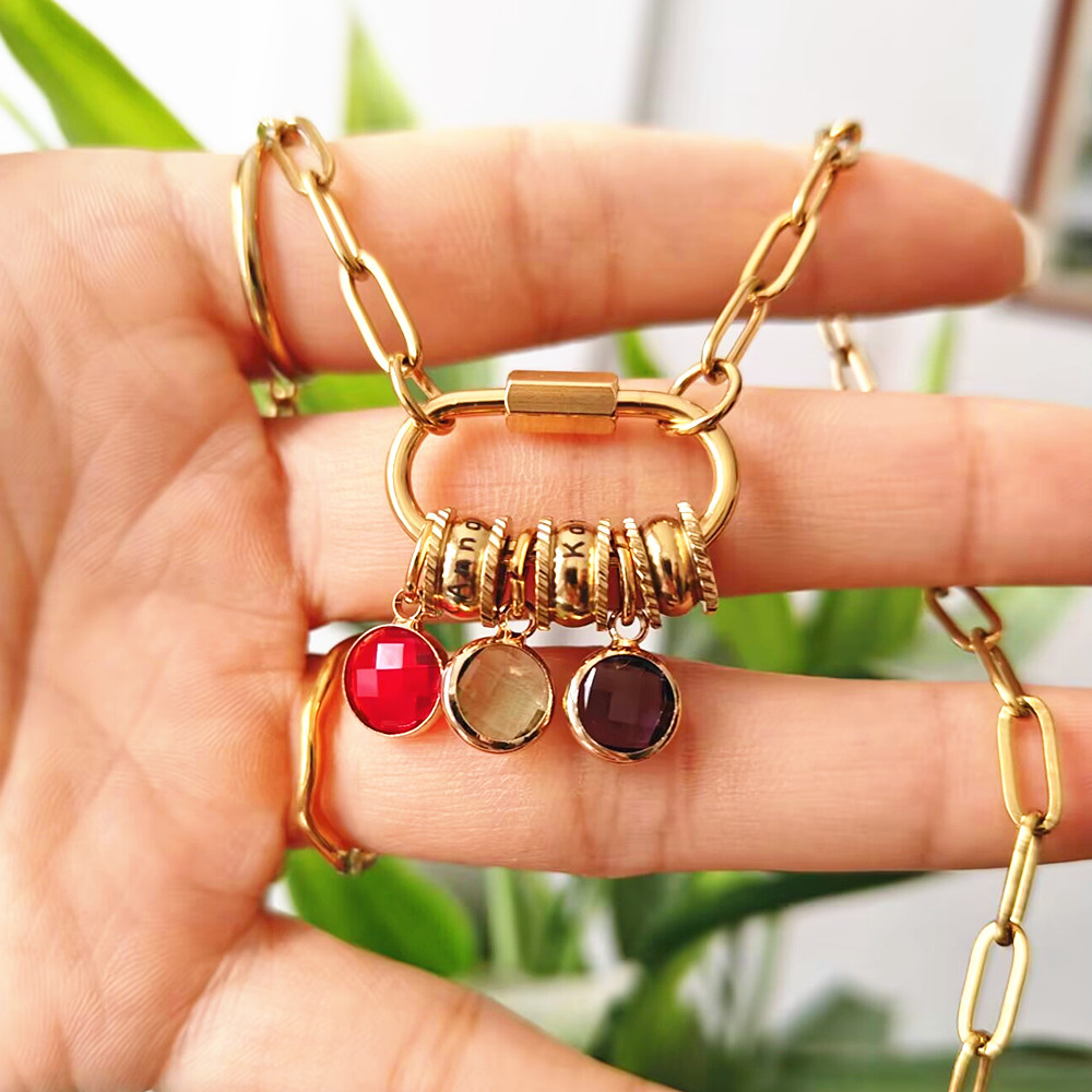 Custom Carabiner Name Charm Ne - đánh giá và giá Birth Flower Necklace