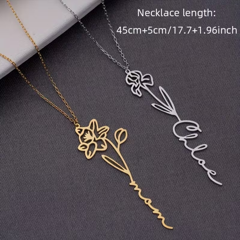Personalized Custom Name Neckl - đánh giá và giá Birth Flower Necklace